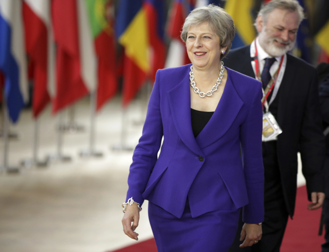 Theresa Mayová na čtvrtečním summitu.