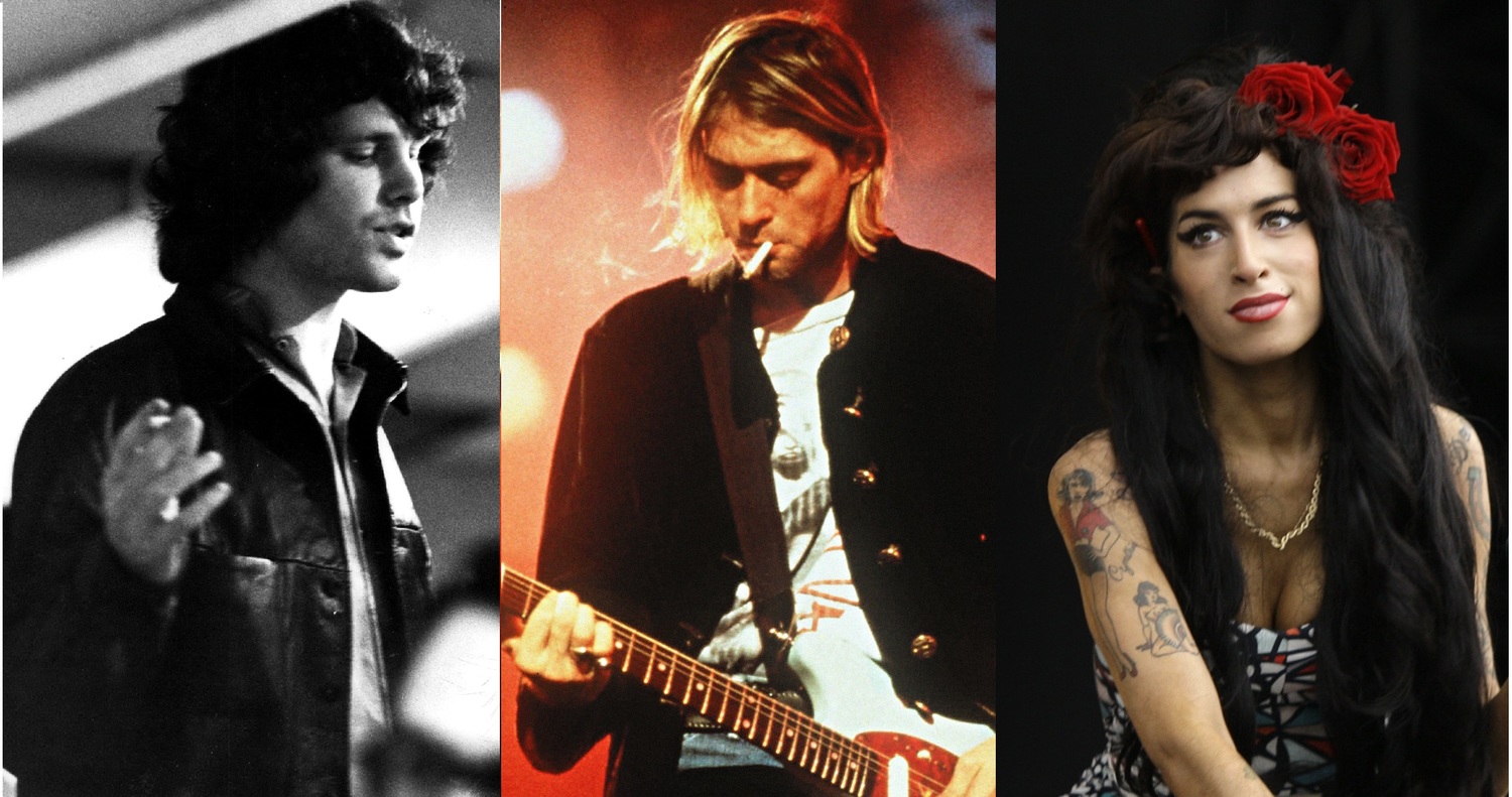 Jim Morrison, Kurt Cobain a Amy Winehouse.