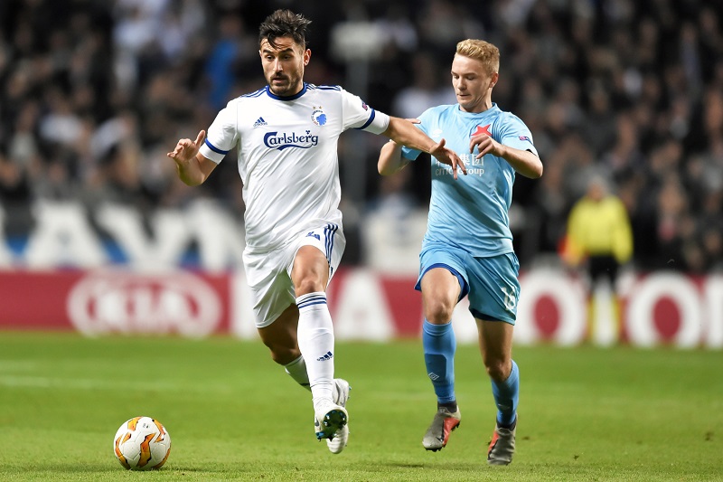 První branku Slavie vstřelil Jan Matoušek (vpravo).