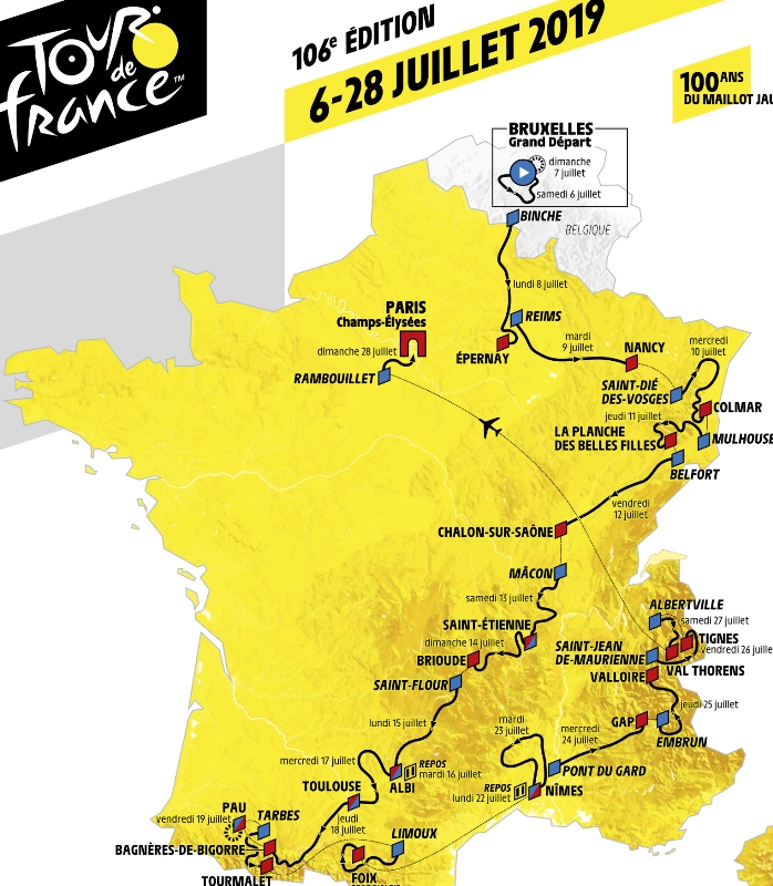 Mapa příštího ročníku Tour de France.