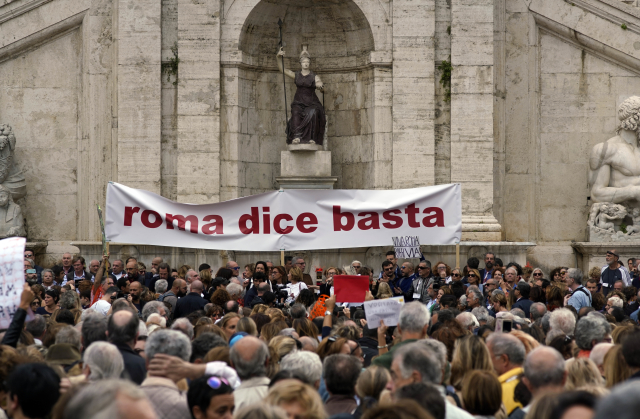Sobotní demonstrace v Římě.