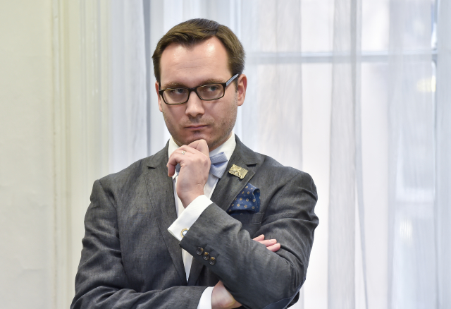 Předseda krajně pravicové Národní demokracie Adam B. Bartoš.