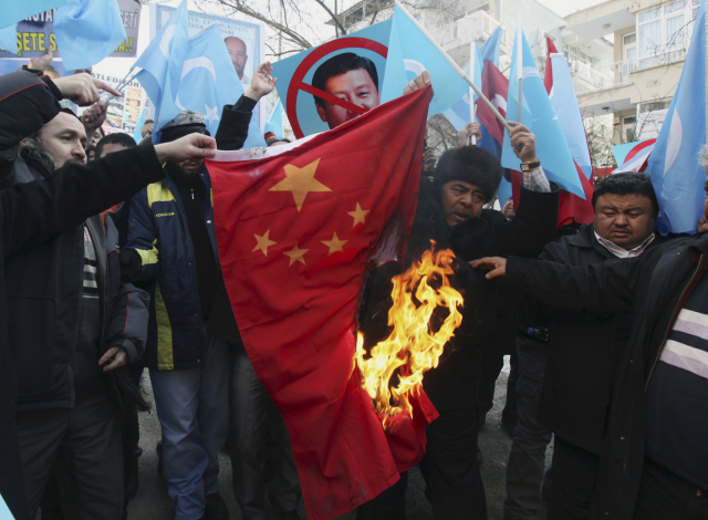 Demonstrace Ujgurů žijících v Turecku.