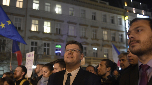 Jiří Pospíšil na demonstraci.