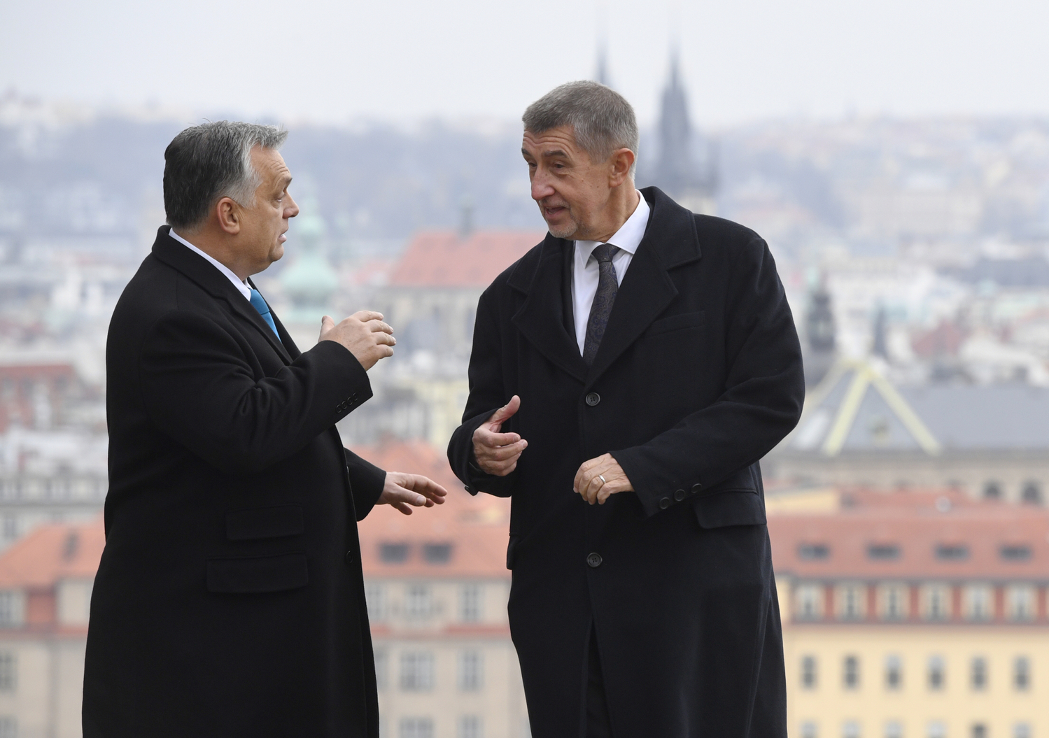Předseda vlády Andrej Babiš (vpravo) v Praze s maďarským premiérem Viktorem Orbánem.