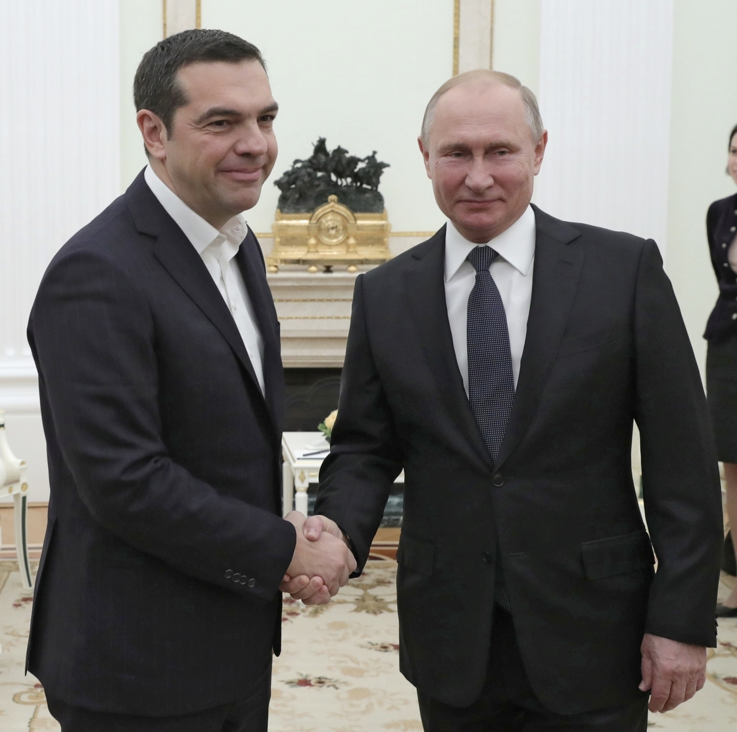 Řecký premiér Alexis Tsipras (vlevo) a ruský prezident Vladimir Putin.