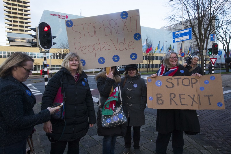 Skupina protestujících proti brexitu. Skupina protestujících proti brexitu.