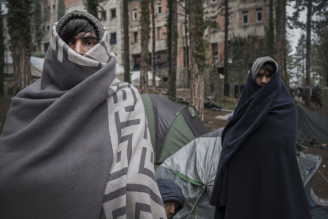 Migranti na hranicích Bosny a Chorvatska. Migranti na hranicích Bosny a Chorvatska.