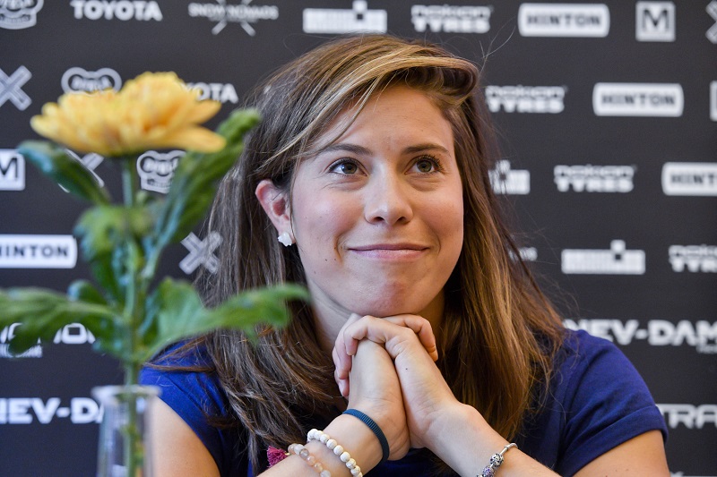 Snowboardistka Eva Samková na tiskové konferenci.