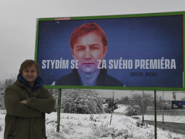  Kryštof Michal - billboard proti premiérovi.