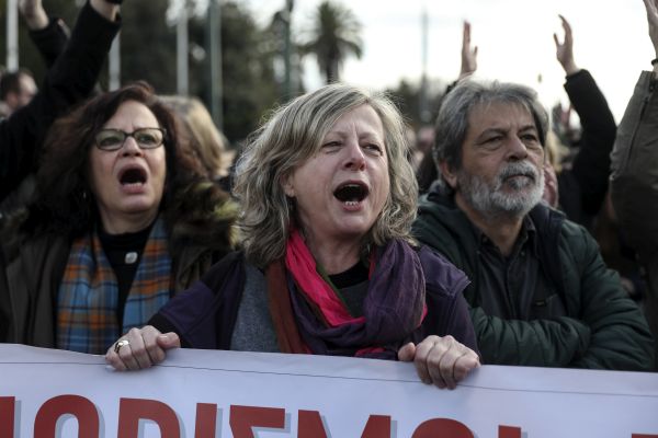 Demonstrace v Aténách.