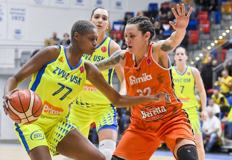 Basketbalistky ZVVZ USK Praha prohrály v 9. kole Evropské ligy se Schiem.