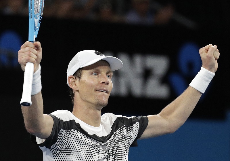 Tomáš Berdych slaví postup do osmifinále Australian Open. Tomáš Berdych slaví postup do osmifinále Australian Open.