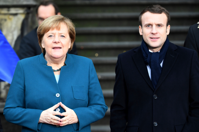 Německá kancléřka Angela Merkelová a francouzský prezident Emmanuel Macron.
