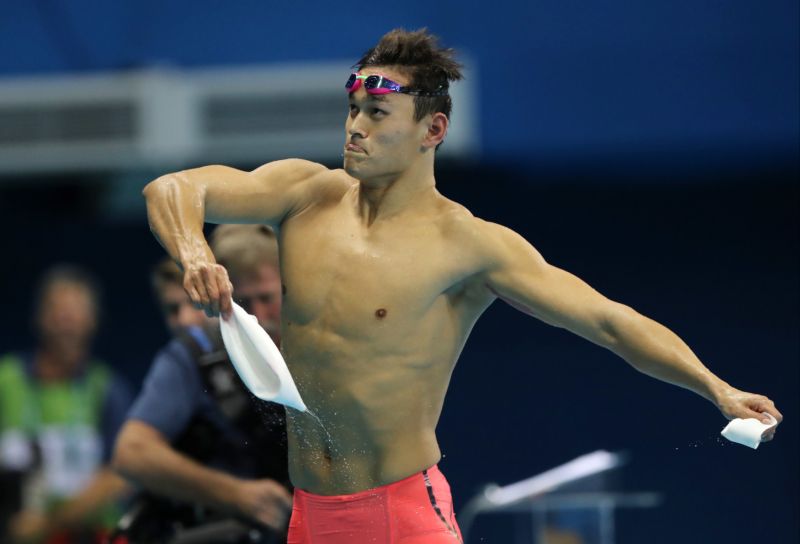 Trojnásobný plavecký olympijský šampion Sun Jang.