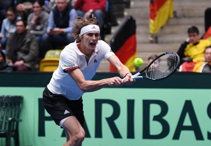 Německý tenista Alexander Zverev během úvodního kola Davis Cupu.