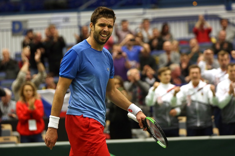 Český tenista Jiří Veselý na Davis Cupu.