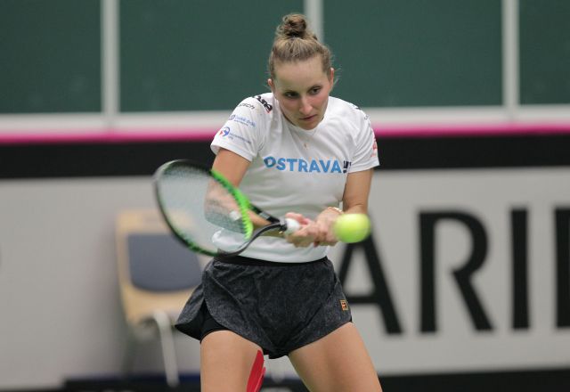 Markéta Vondroušová během treninku.