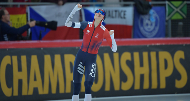 Martina Sáblíková a její radost v cíli.