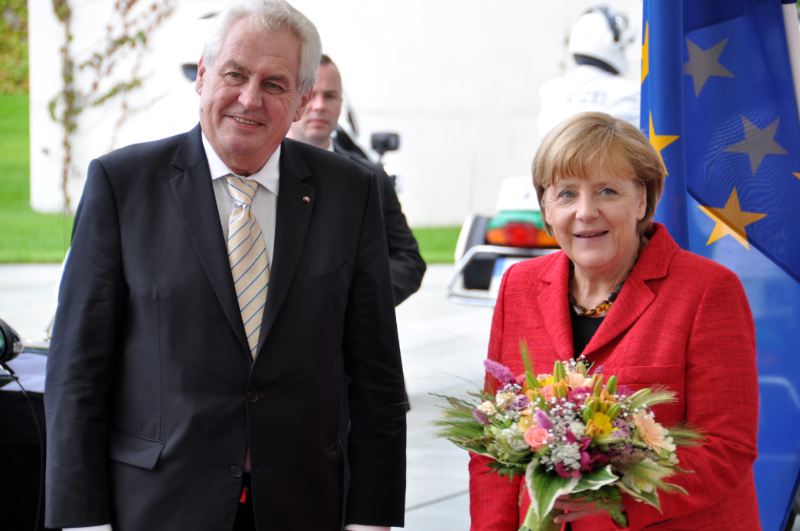 Miloš Zeman a Angela Merkelová.
