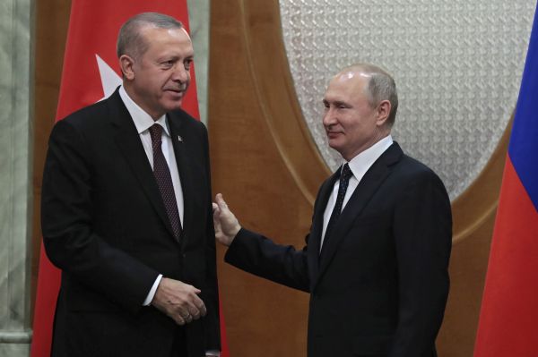Turecký prezident Recep Tayyip Erdoğan (vlevo) a ruský prezident Vladimir Putin.