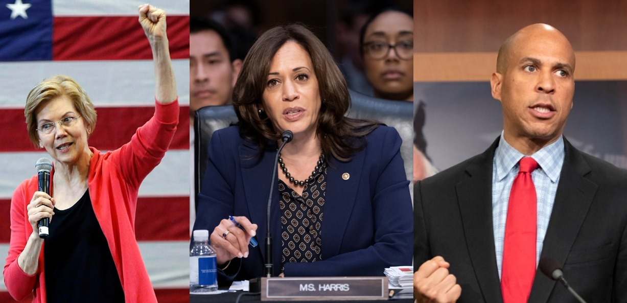 Favorité demokratů jsou Elizabeth Warrenová, Kamala Harrisová a Cory Booker.
