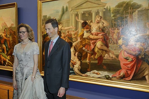 Knížecí pár Lichtenštejnů na otevření výstavy ve vídeňské galerii Albertina.