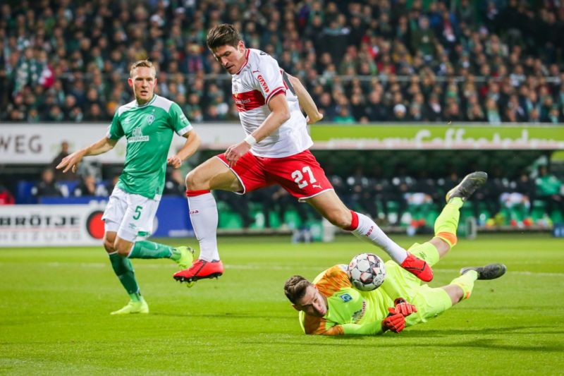 Utkání německé Bundesligy mezi Brémami a Stutgarttem.