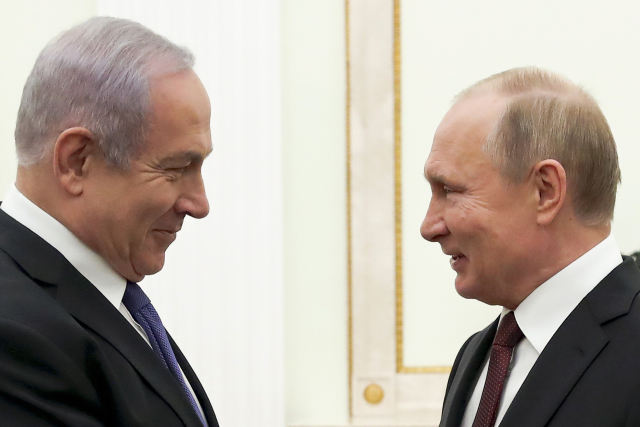 Zleva izraelský premiér Benjamin Netanjahu a ruský prezident Vladimir Putin.