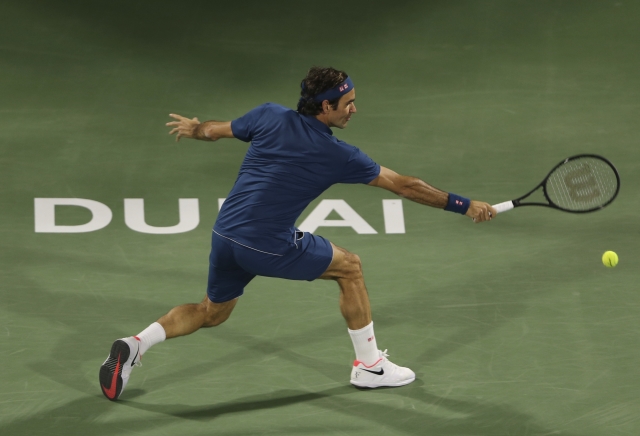 Roger Federer na turnaji v Dubaji.