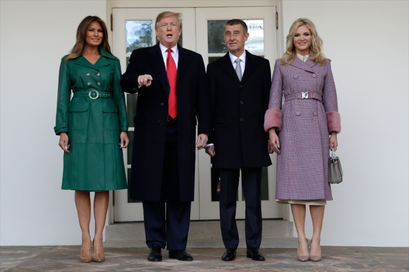 Prezident Donald Trump, Melania Trumpová, Andrej Babiš a Monika Babišová.
