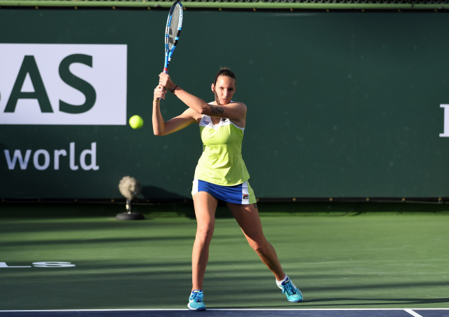 Karolína Plíšková na podniku v Indian Wells.