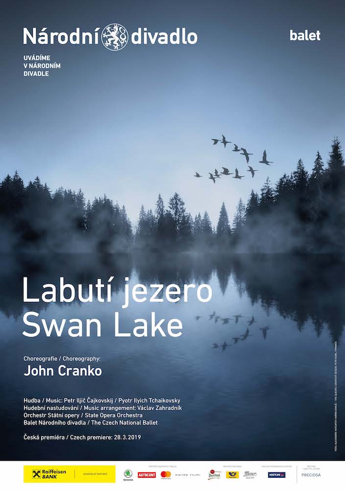Plakát k baletu Labutí jezero.