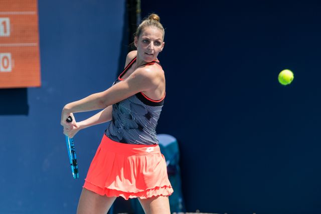 Kristýna Plíšková v akci na turnaji v Miami. Kristýna Plíšková v akci na turnaji v Miami.