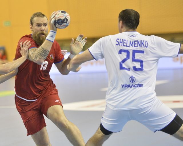 Pavel Horák při zápase české reprezentace proti Rusku.