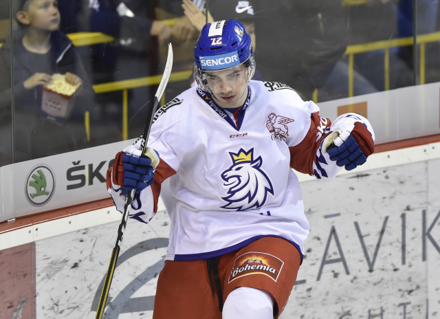 Filip Chytil po gólu proti Slovensku.