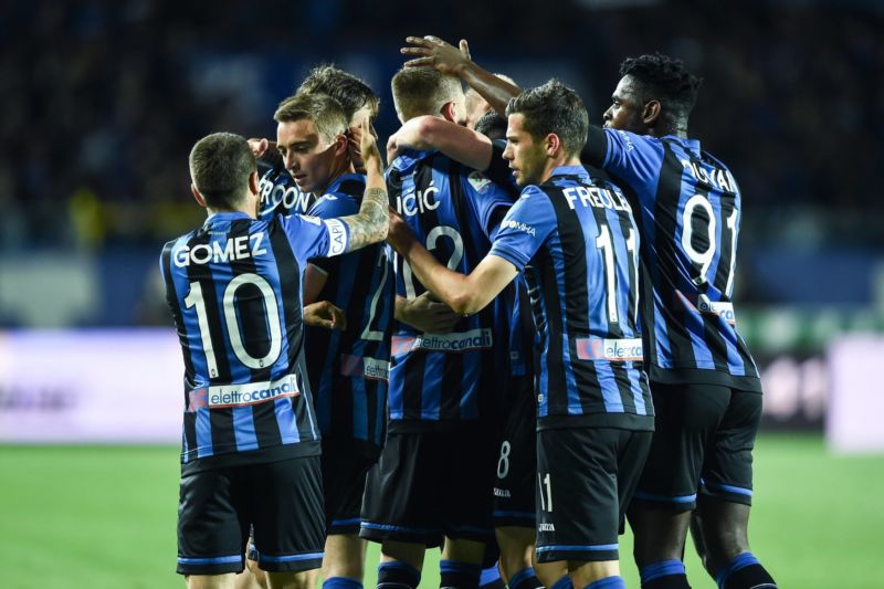 Radost fotbalistů Bergama. Radost fotbalistů Bergama.