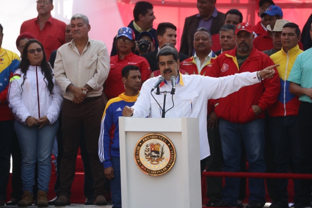 Venezuelský prezident Nicolás Maduro při projevu.