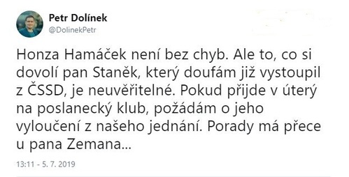 Tweet Petra Dolínka. Tweet Petra Dolínka.