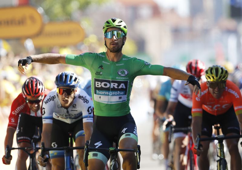 Slovenský cyklista Peter Sagan v cíli páté etapy Tour de France 2019