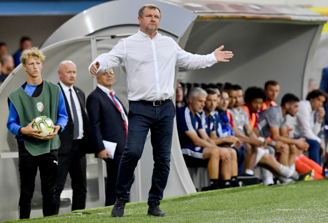 Plzeňský trenér Pavel Vrba při prvním zápase proti Olympiakosu.