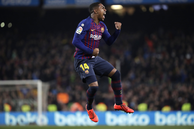 Malcom slaví jednu z branek, kterou vstřelil jako hráč Barcelony.