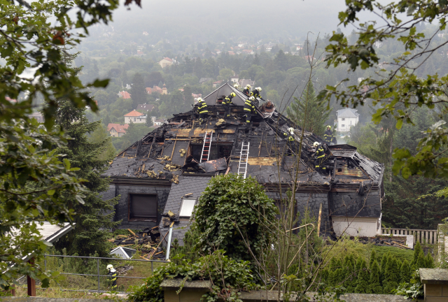 Krejčířova vila po požáru.