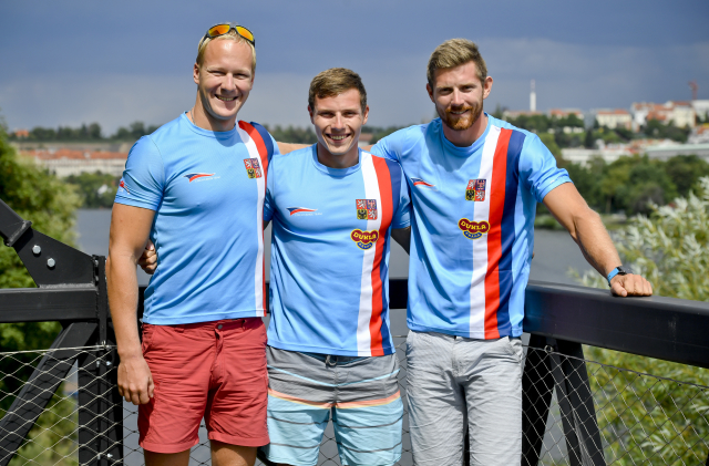 Členové čtyřkajaku (zleva) Jakub Zavřel, Lukáš Nepraš a Jakub Špicar. Daniel Havel na fotce chybí.