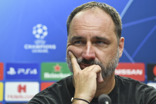 Slávistický trenér Jindřich Trpišovský na tiskové konferenci před odvetou s Kluží.