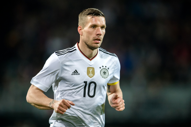 Lukas Podolski v dresu německé reprezentace.