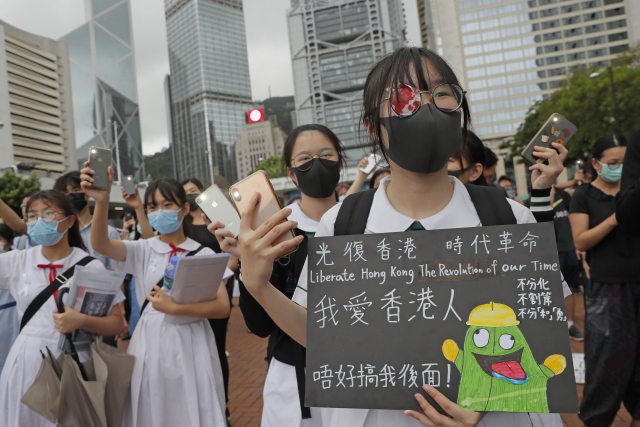 Demonstrace studentů v Hongkongu.