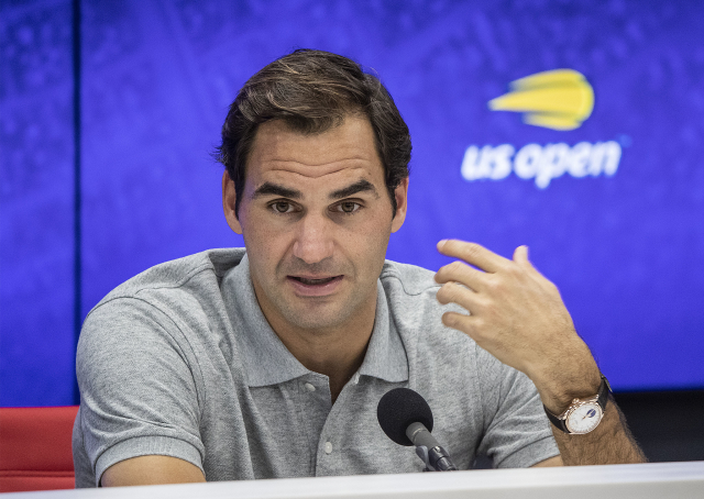 Roger Federer na tiskové konferenci US Open.