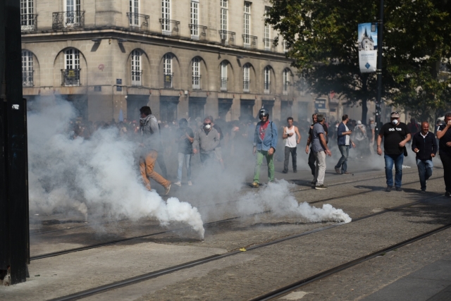 Protest v Nantes. 