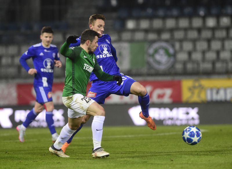Utkání české fotbalové ligy mezi Jabloncem a Olomoucí.